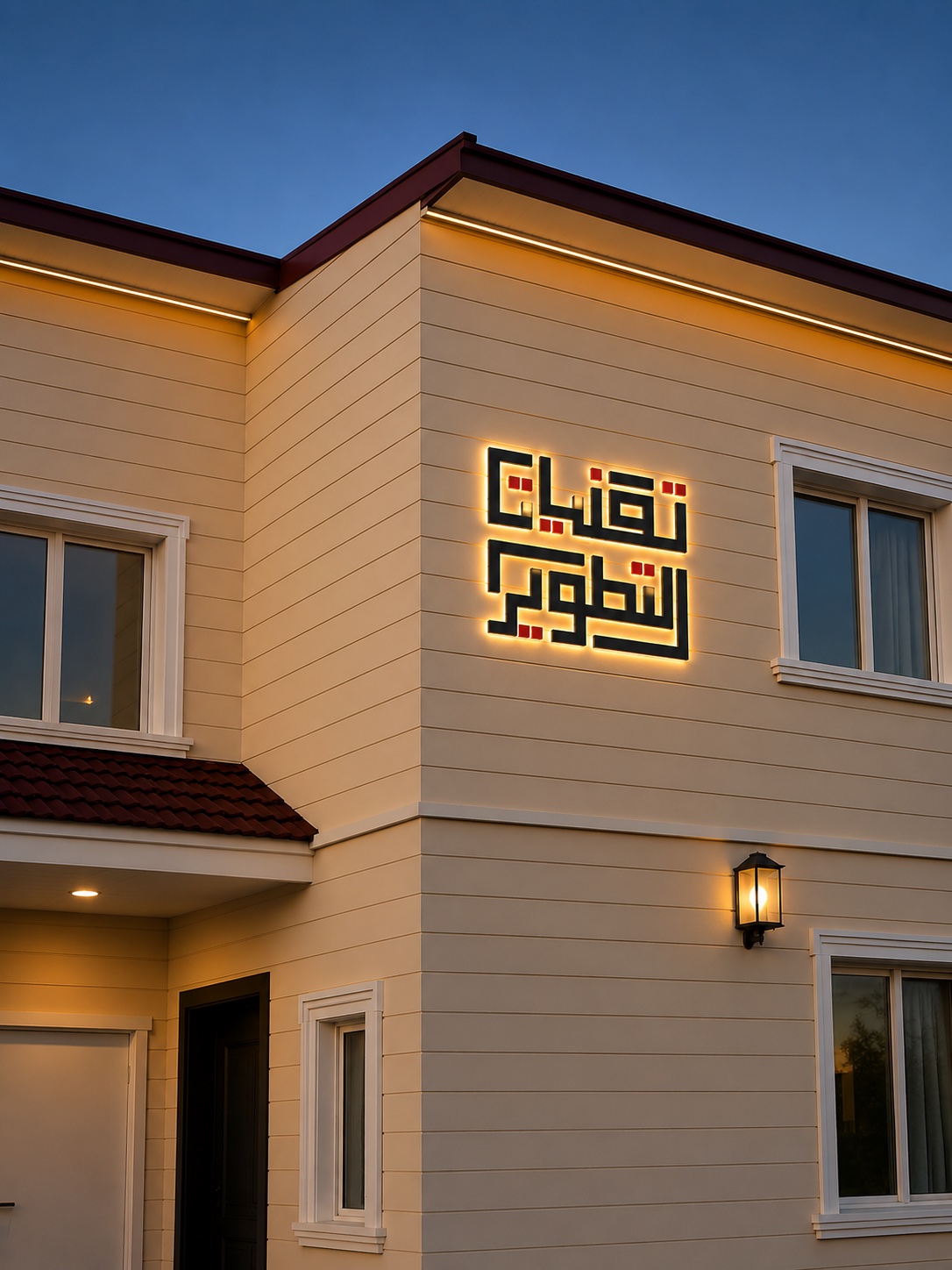 Taqniyat Altatwir headquarters at dusk — Italian Village 2, Erbil